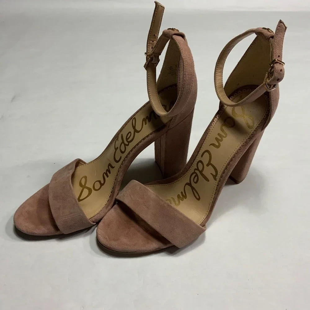 Sam Edelman woman’s Sz 8M Blush Pink Ankle Strap Open Tow Block Heel Sandal - Picture 8 of 8